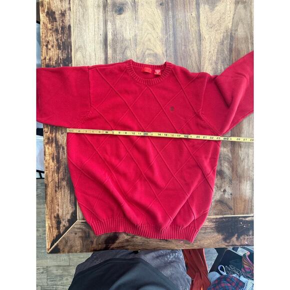 Vintage IZOD Men's Red Cable Knit Crew Neck Pullover Sweater Size XL - Picture 3 of 4